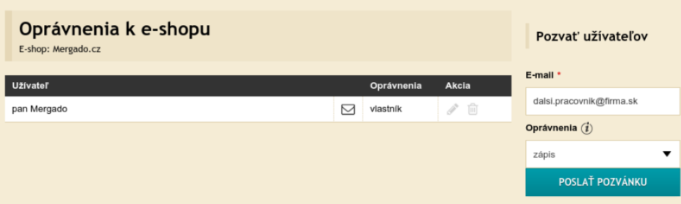 Oprávneni k e-shopu