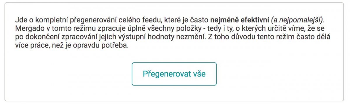 Tlačítko Přegenerovat vše na stránce Přegenerování.