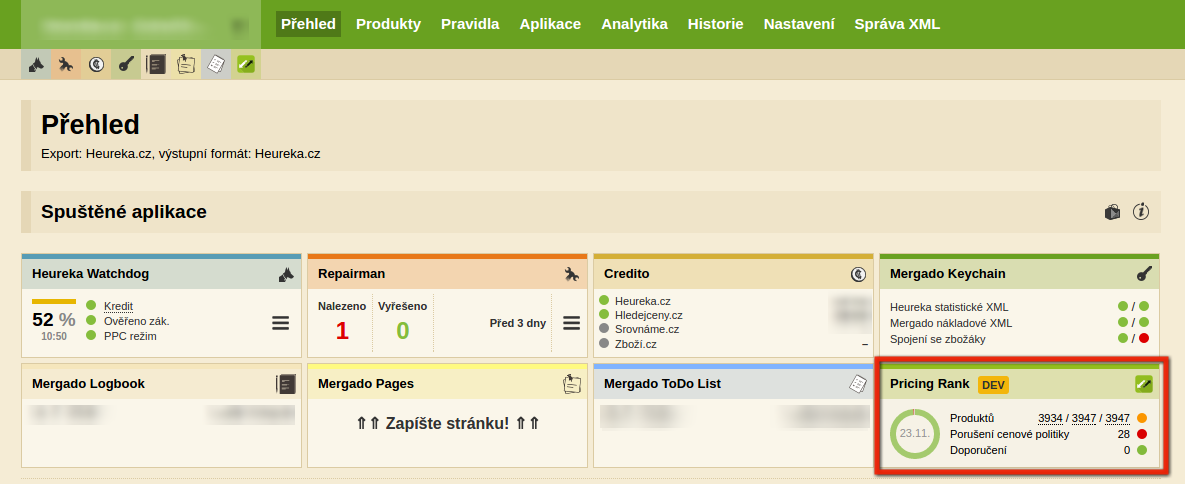 Prehľad Pricing Rank